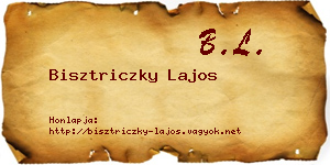 Bisztriczky Lajos névjegykártya